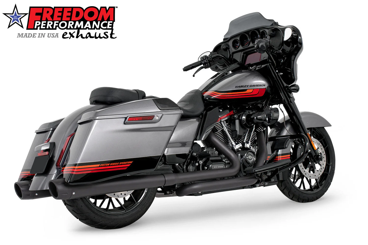 FREEDOM EXHAUST - TOURING/TRIKE AMERICAN OUTLAW & COMBAT FLUTED 4.5" MEGAPHONE SLIP-ONS - Image 26