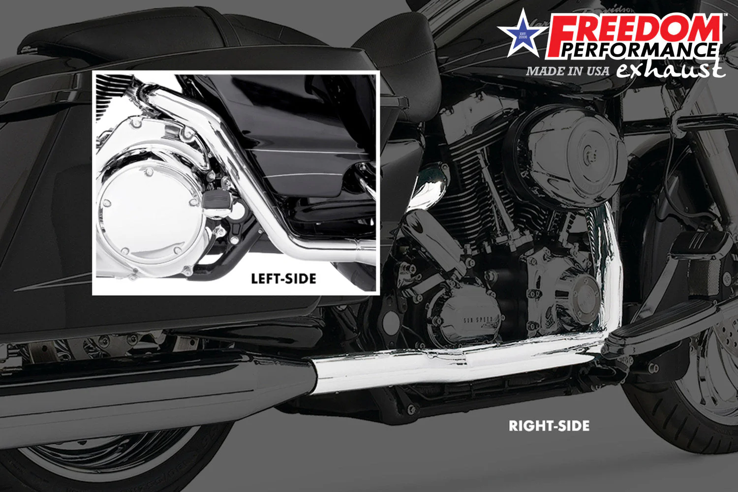 FREEDOM EXHAUST -  TRIKE/FREEWHEELER RIGHT SIDE TUCK & UNDER & CLASSIC TRUE-DUAL HEADERS - Image 4