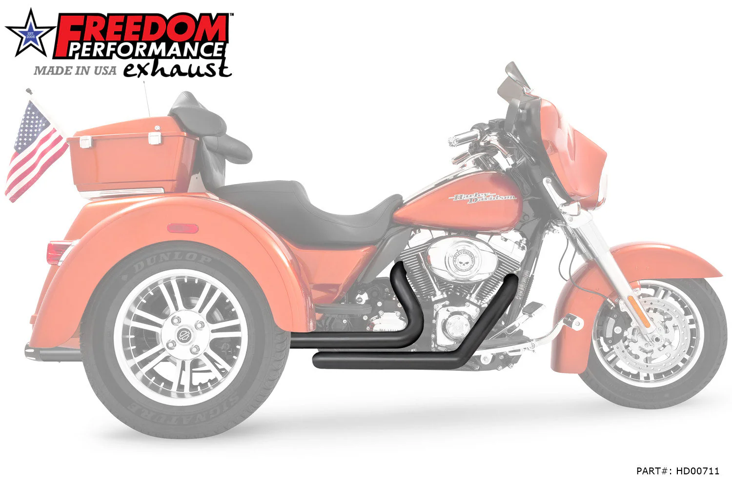 FREEDOM EXHAUST -  TRIKE/FREEWHEELER RIGHT SIDE TUCK & UNDER & CLASSIC TRUE-DUAL HEADERS - Image 6